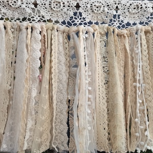Custom High Quality Ivory Lace White curtain Hand Crochet Lace Kitchen Valance  Curtain Shabby Lace Window Curtain Cafe Wedding Decor