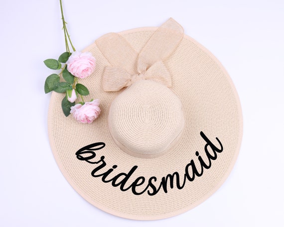 Embroidered Straw Sun Hat with Bow for Bachelorette Beach Wedding Washranp Women Sun Hats,Flower Embroidery Bow-knot Decor  main image 3