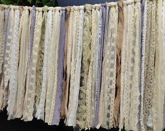 Custom 103inches wide and 21inches long burlap lace curtain valance