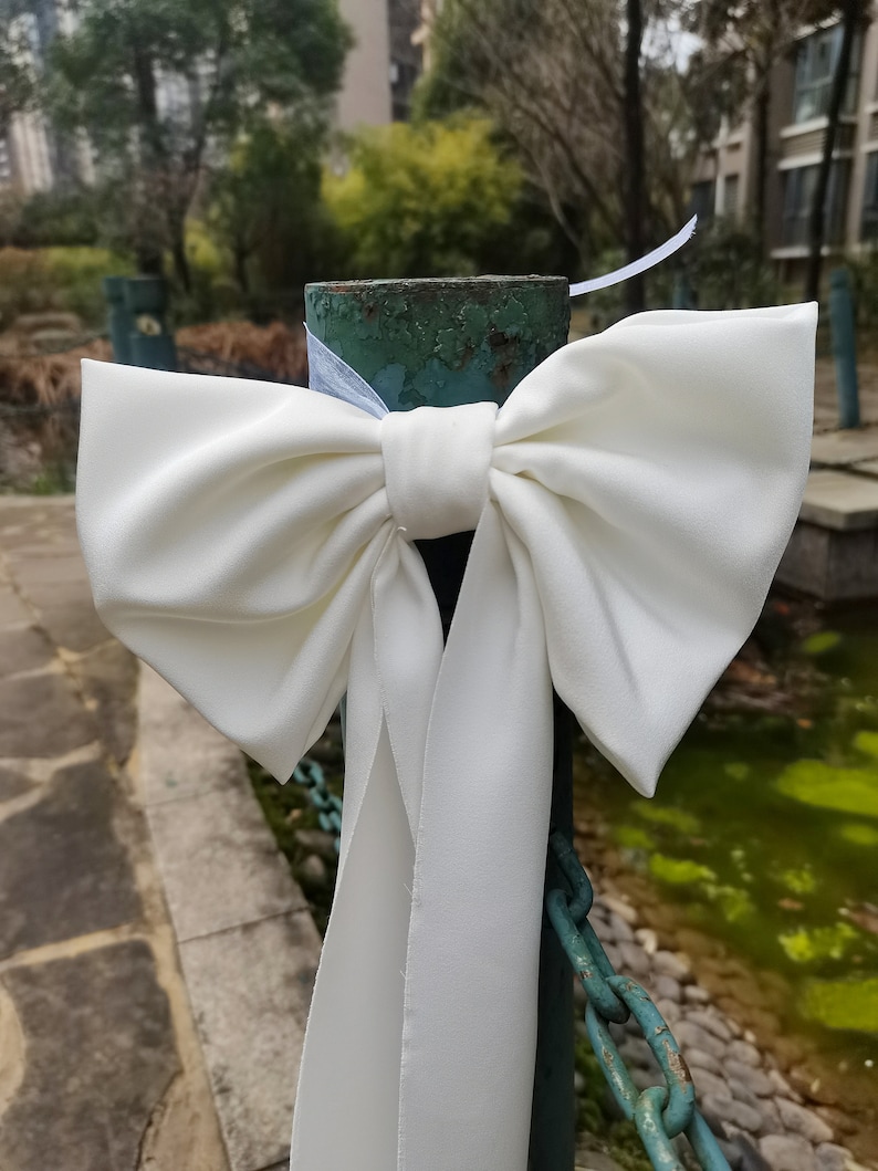 1pc Wedding Bow, Pew bow, Home Bow, Formeel Bruiloft Decor, ongeveer 9 inch breed, 26 inch lang afbeelding 3