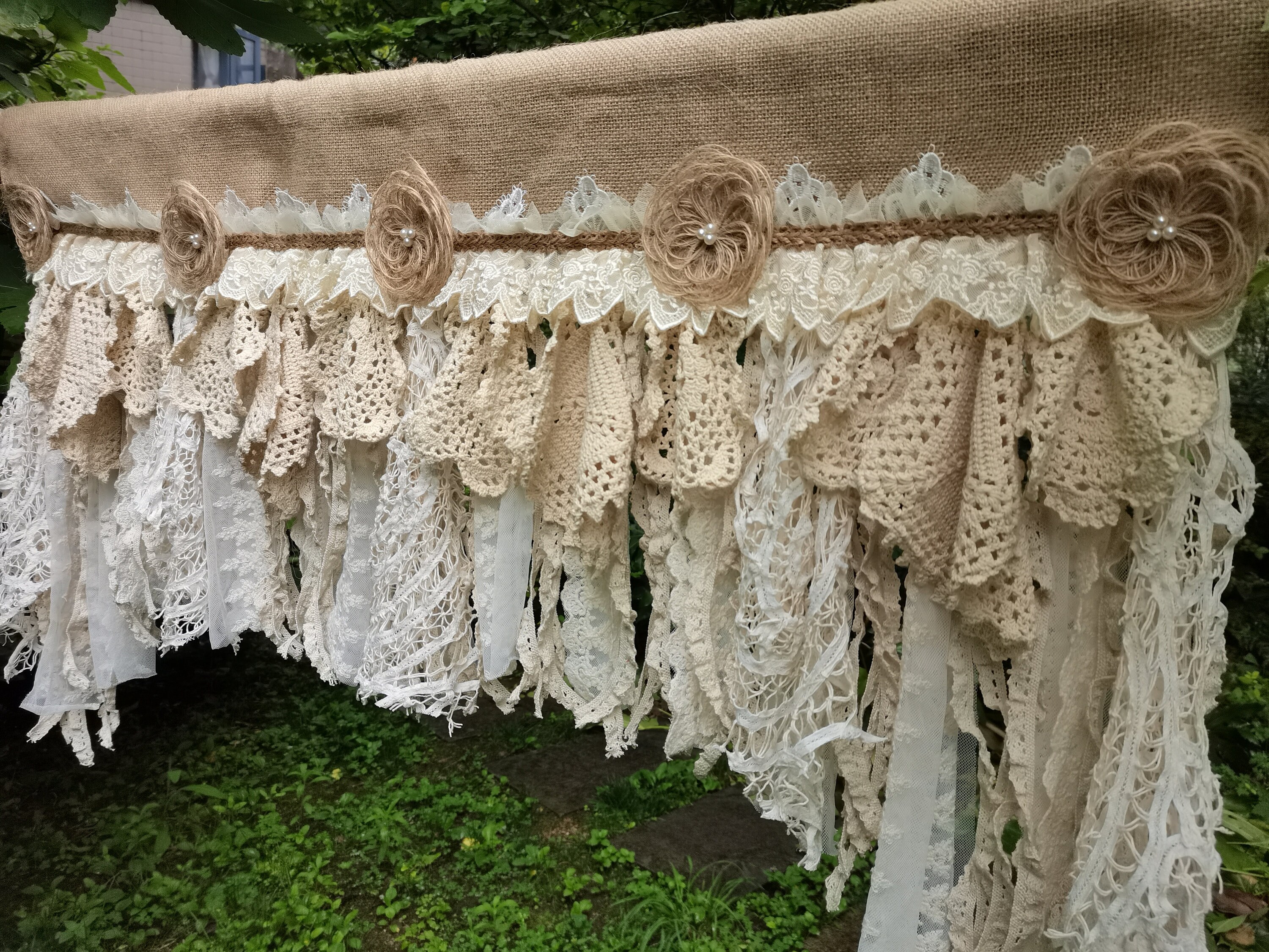 Rustic Vintage Unique Bedroom Valance Burlap Window Curtain Shabby Bu…