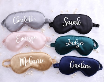 Personalized Satin Eye Mask for Sleeping Birthday Party Sleepover Gift Anniversary Customized Monogram Bachelorette Favor Adult Kids