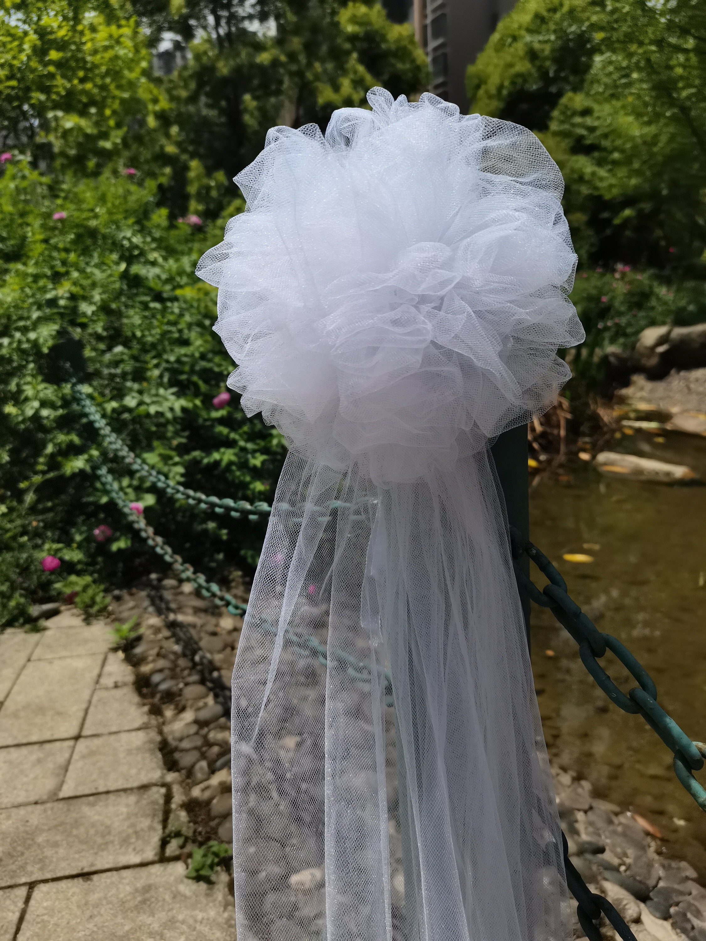 1pc Big Tulle Pew Bows,big Pew Bows, Tulle Bows, Formal Wedding Decor,  Wedding Decor About 16 Inches Wide, 30 Inches Long 