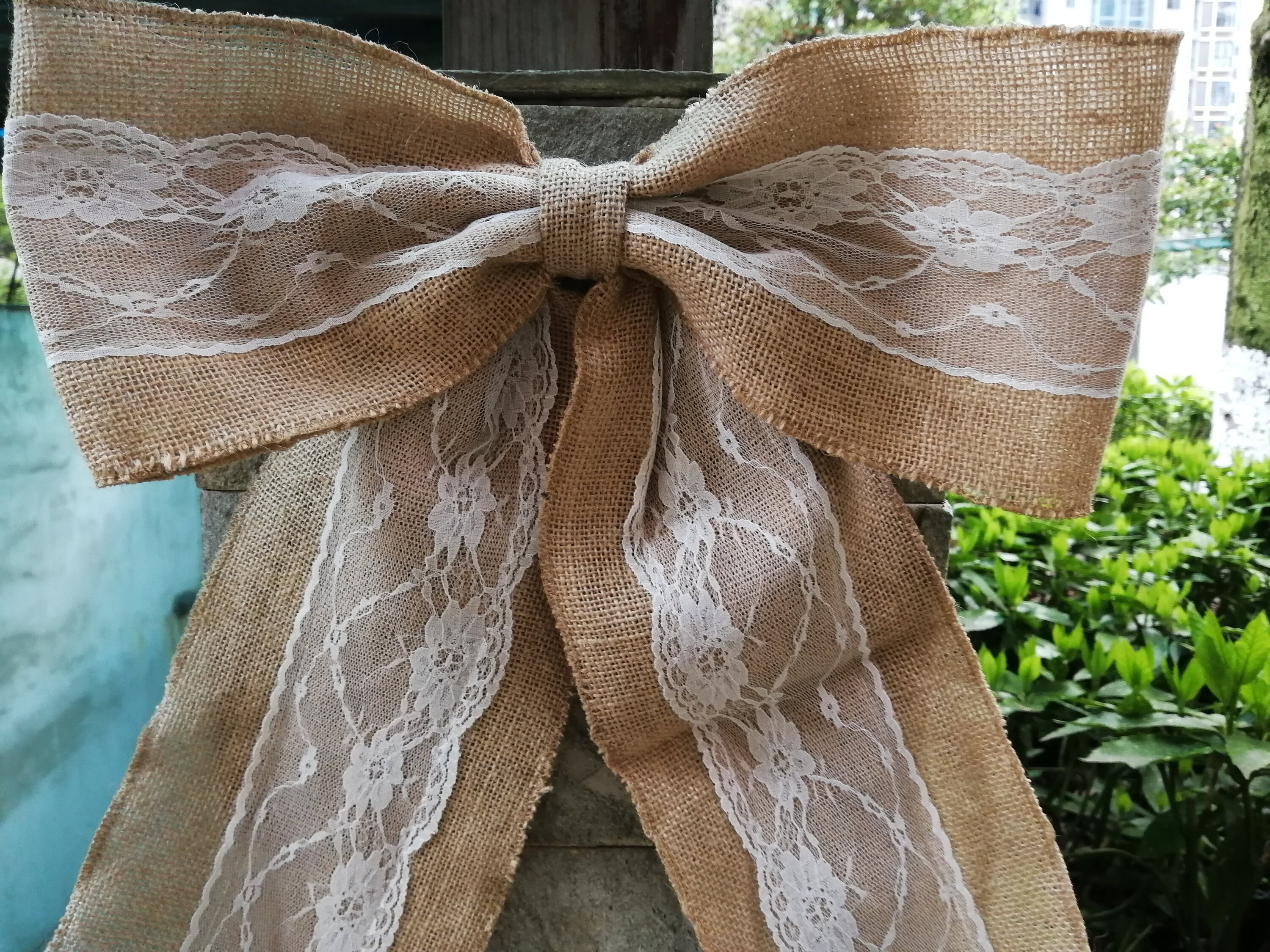 1pc Big Burlap Burlap pew bow burlap lace bow burlap lace Etsy