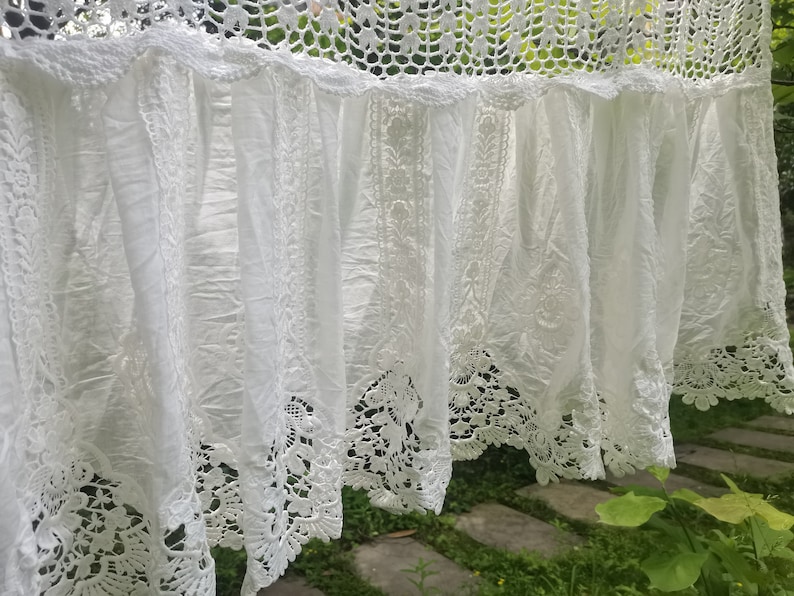 Window Lace Custom High Quality Lace Curtain Valance Hand Crochet White Lace ...
