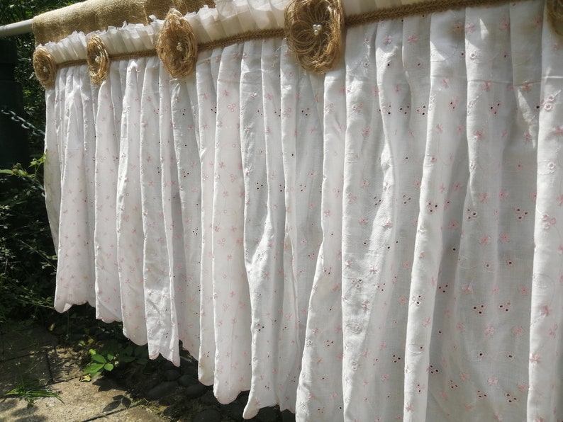 Custom Linen Lace Curtains Lace Curtain Rustic Burlap Kitchen Etsy