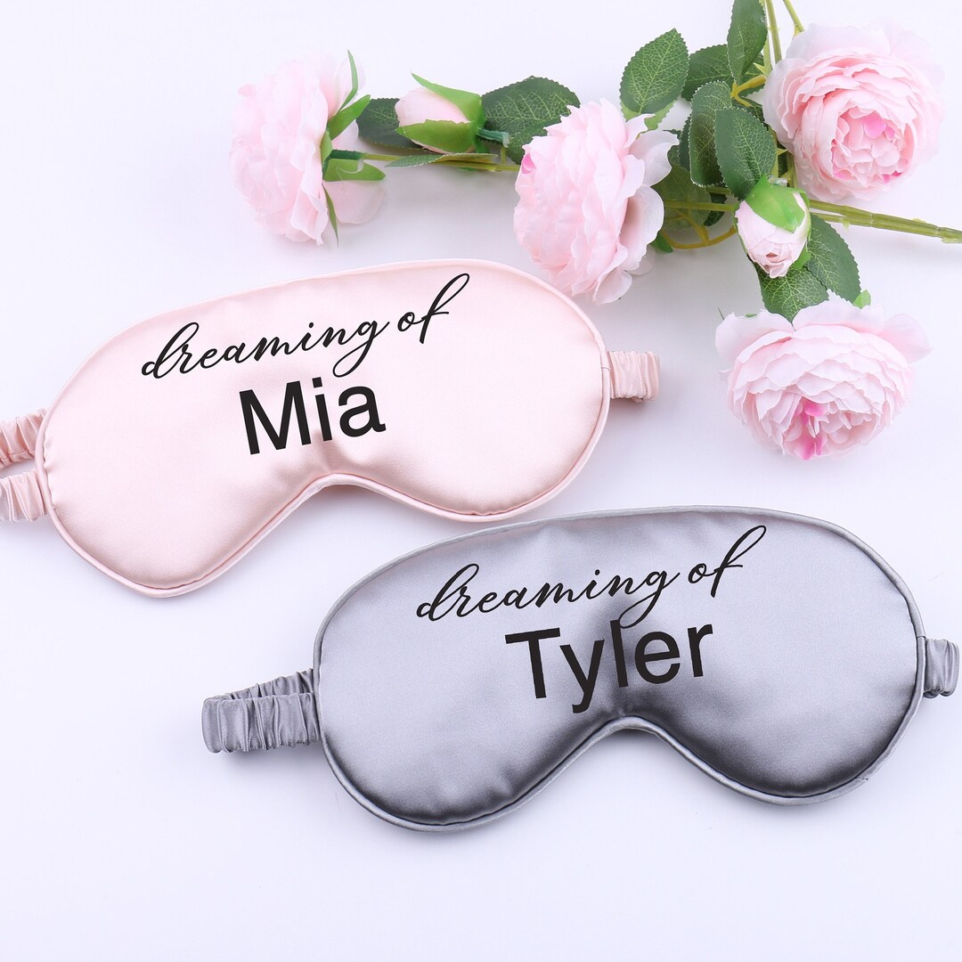 Personalized Sleep Eye Mask Monogrammed Satin Super Soft Bachelorette