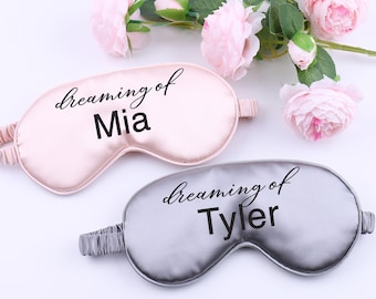 Personalized Sleep Eye Mask Monogrammed Satin Super Soft Bachelorette Gift for Her Mother's Day Birthday Wedding Favors Hen Bridal Party