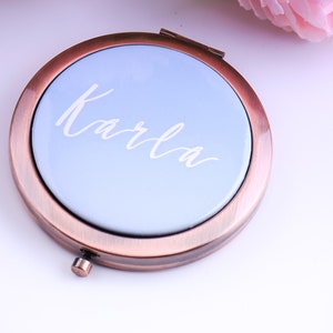 Personalized Compact Mirror, Bridesmaid Proposal Party Favors Your Text Image Watercolor Makeup Bachelorette Gift for Her Mother's Day Gift image 5