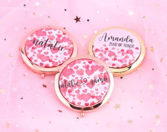 Rose Gold Compact Mirrors With Personalized Name Title - Etsy