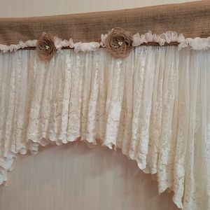 Shabby Ivory Lace curtain High Quality Ivory Lace Window Valance Curtain Shabby Lace Window Curtain Cafe Curtain Wedding Decor