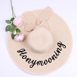 Personalized Floppy Hat, Your Custom Text Bridesmaid Gift Idea Beach Sraw Sun Hat Monogram Wedding Mother's Day Graduation Gift for Her image 5