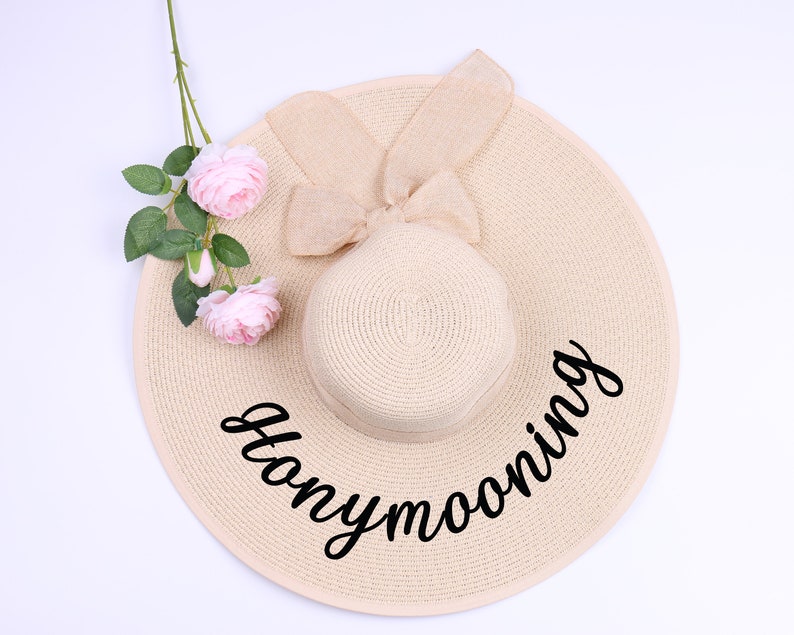 Personalized Floppy Hat, Your Custom Text Bridesmaid Gift Idea Beach Sraw Sun Hat Monogram Wedding Mother's Day Graduation Gift for Her image 5