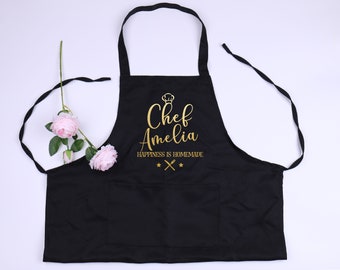 Personalized Apron with Your Custom Text Monogram Chef Bakery Wedding Gift Idea Hostess Mother's Day Wifey Husband Grandma Gift for Her