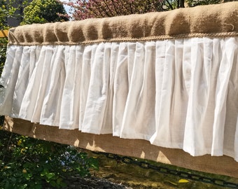 Custom Linen Burlap Valance Curtain Linen  Burlap  Kitchen Curtain Burlap Kitchen Valance Window Decor( about 17inches long)