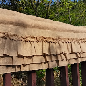 Custom Burlap Ruffle Curtian Rustic burlap  Kitchen Valance Burlap  Decor Kitchen Curtain Shabby Burlap Valance