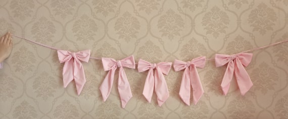 Striscione Compleanno Rosa Con Fiocco - Decorazione Feste Baby Shower Addio Nubilato - Foto 7