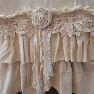 Custom Rustic Unique  Shabby Lace Table Runner Bed Scarf Lace Table Runner Shabby Lace Cotton Bed Scarf  Wedding Decor