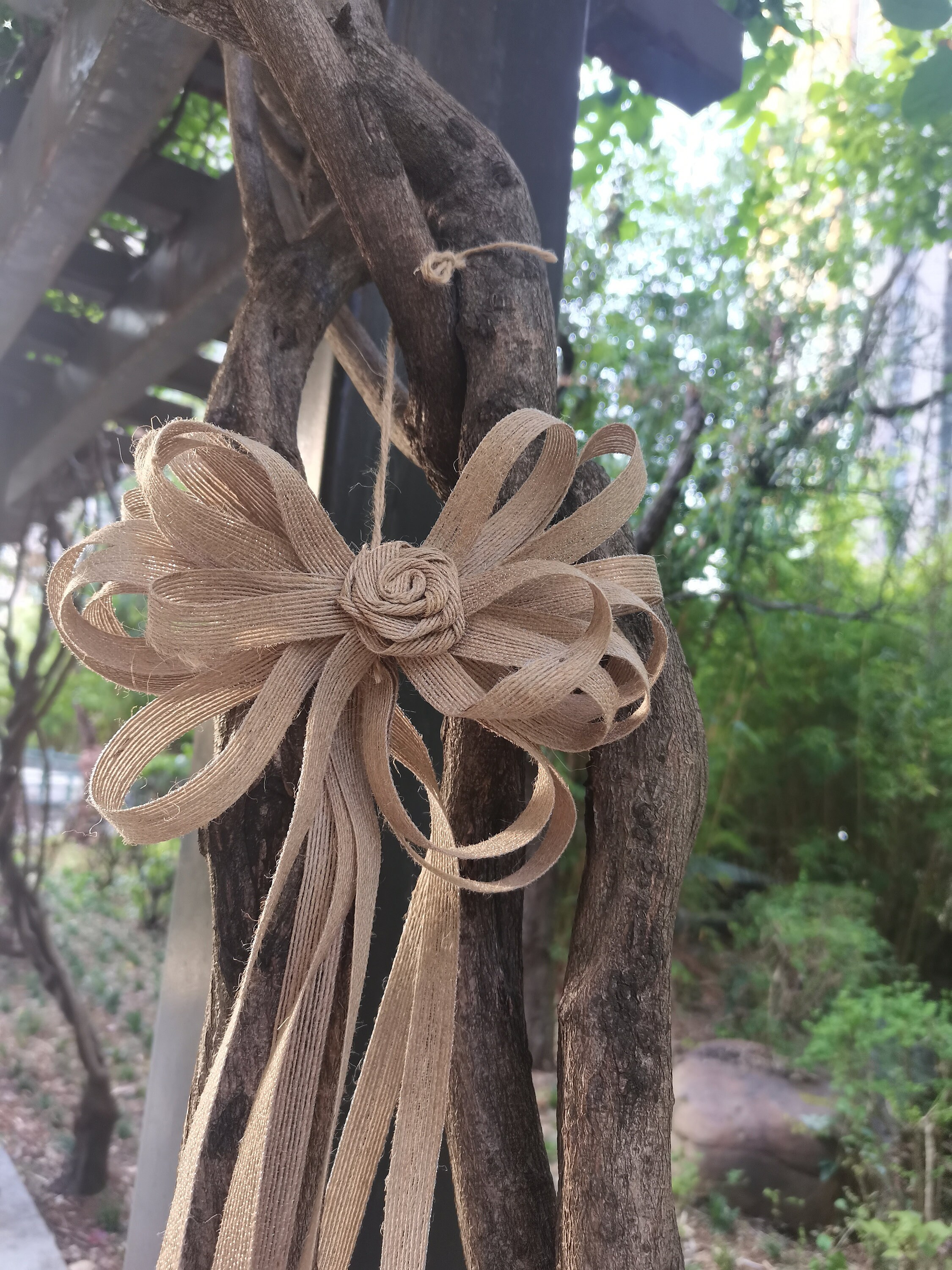 Small Rustic Bows 1pc Shabby Chic Decor Burlap Pew Bows, Burlap Bows, Wedding Bows ...