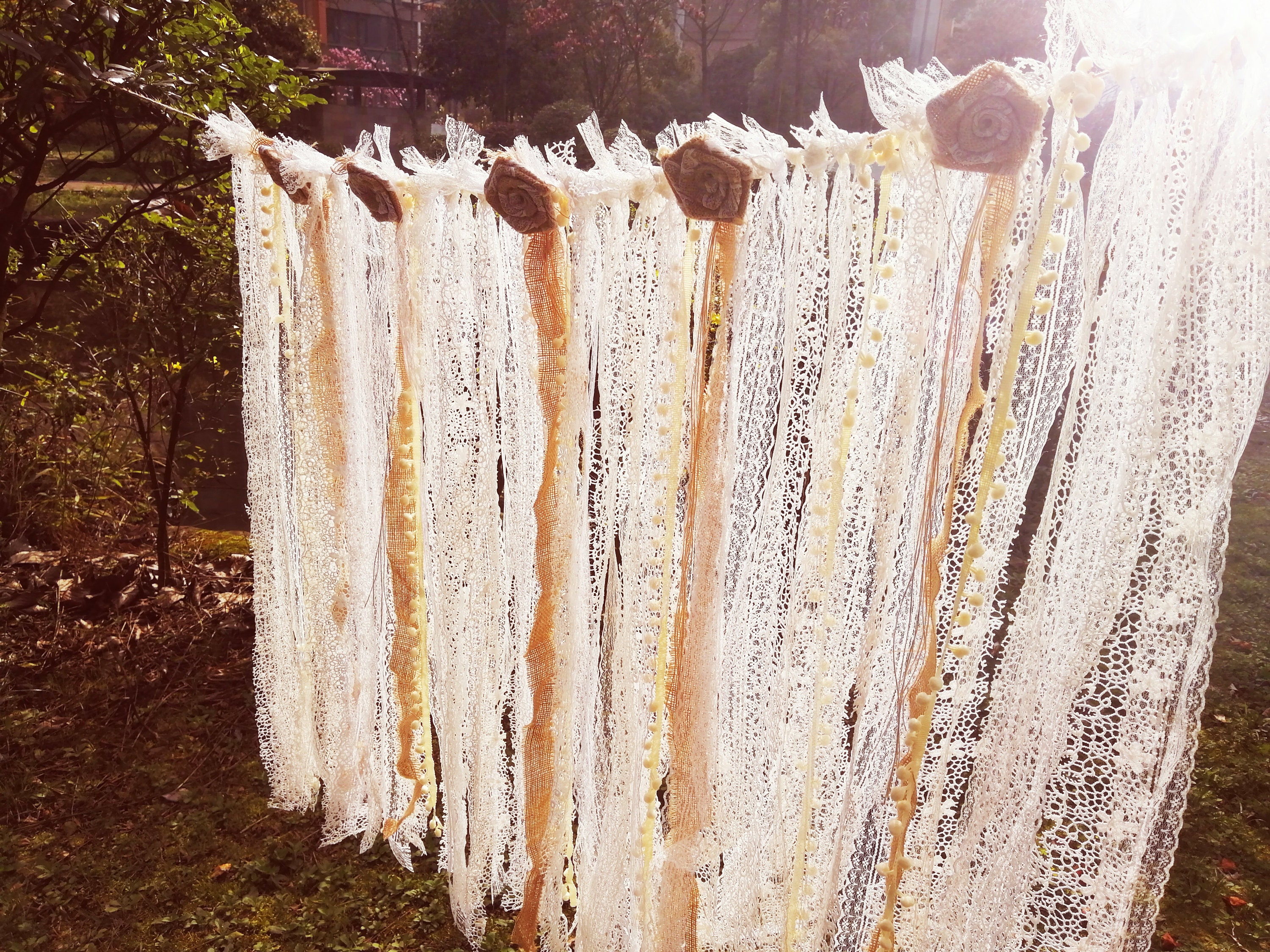 Romantic Lace Burlap Backdrop SHABBY Vtg wedding banner Etsy