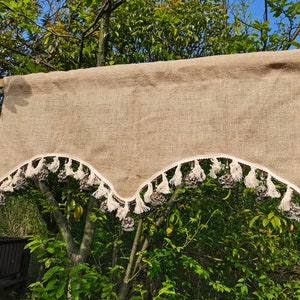 Custom Burlap Lace Valance  Burlap Valance Curtain Kitchen Valance  Curtain Shabby Lace Window Curtain Cafe Wedding Decor