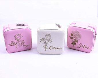 Personalized Travel Jewelry Case, Bridesmaid Proposal Jewelry Case, Christmas Gifts for Her, Small Jewelry Organizer, Minimalist Jewelry Box