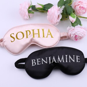 Antifaz para dormir personalizado con bolsa de regalo, despedida de soltera Quinceañera Graduación Satén Super suave Despedida de soltera Esposa Regalo Boda Favores Fiesta imagen 5