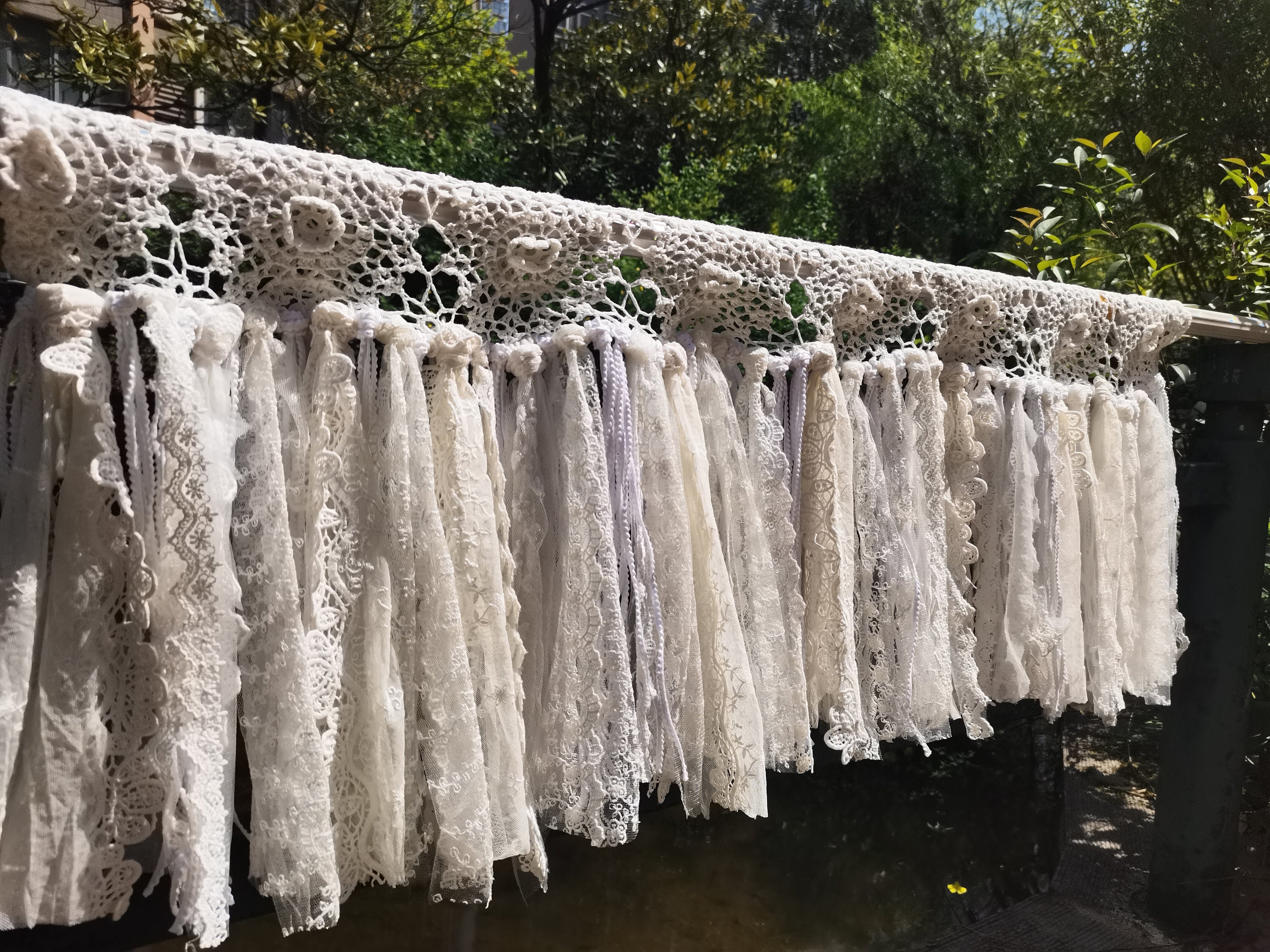 Custom Shabby  Lace curtain Hand Crochet Lace Kitchen Valance Kitchen Curtain Shabby Lace Window Curtain Cafe Curtain Wedding Decor