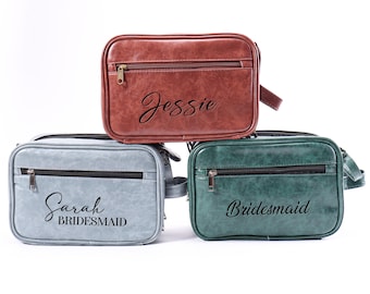 Personalized PU Leather Travel Toiletry Bag for Men Women, Large Shaving Dopp Kit Bathroom Toiletries, Organizer PU Leather Cosmetic Bags
