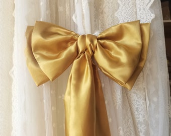 1pc Custom Gold Wedding Bows Gold bows Pew bows, Home  Bows, Formal Wedding Decor, Wedding Decor ( about 9 inches wide, 26 inches long)