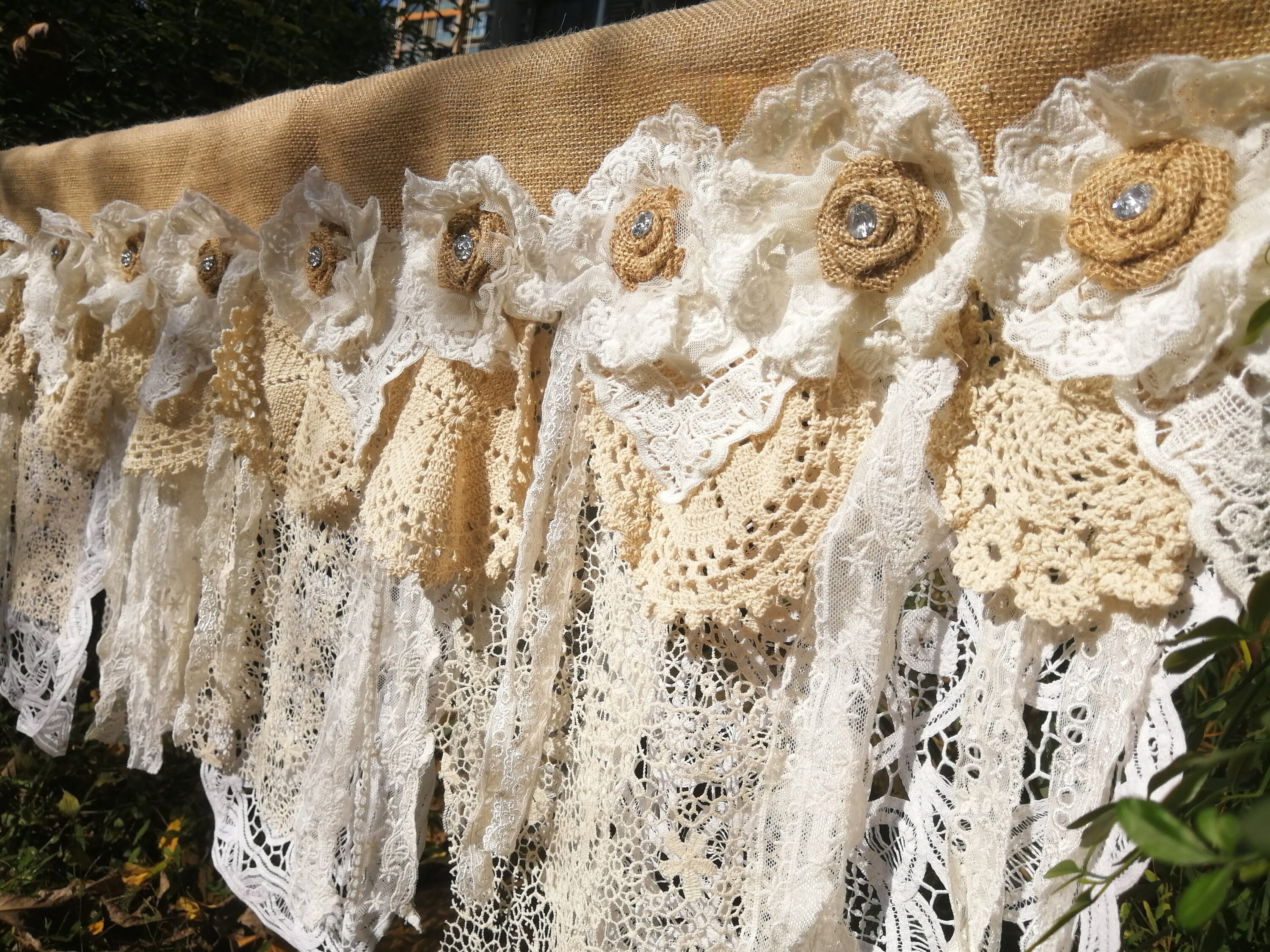 Rustikale romantische Küche Valance Burlap Dekor Küche Vorhang | Etsy