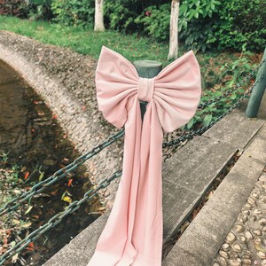 1pc Big Blush Pink Velvet Bow,  Wedding Bow, Nursery Wall bow, Wedding bow,Wall Bow, about 12inches wide and 36inches long)