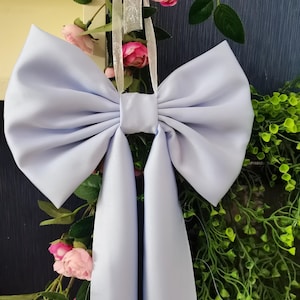 1pc  Wedding Bow, Light Blue Pew bow, Home  Bow, Formal Wedding Decor, Church pew bows, Holiday bows ( about 9 inches wide, 26 inches long)