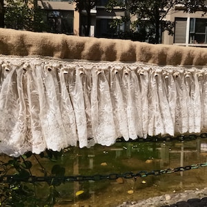 Custom Romantic Lace Curtain Rustic burlap Kitchen Valance Burlap Lace Decor Kitchen Curtain Shabby burlap Decor