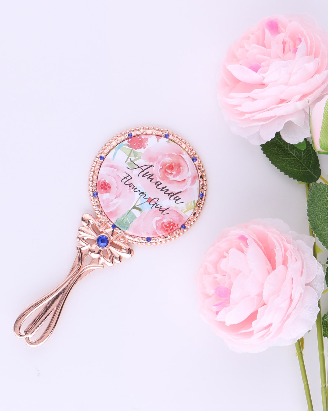 Personalized Handheld Makeup Mirror for Flower Girl Junior Bridesmaid