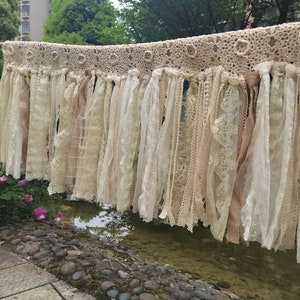 Custom Hand Crochet Lace Burlap Valance Curtain Kitchen Valance  Curtain Shabby Lace Window Curtain Cafe Wedding Decor