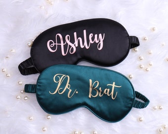Party Favor Personalized Satin Sleep Masks Metallic Rose Gold Black Eye Blindfold Hen Bachelorette Bridesmaid Proposal Birthday Gift for Her