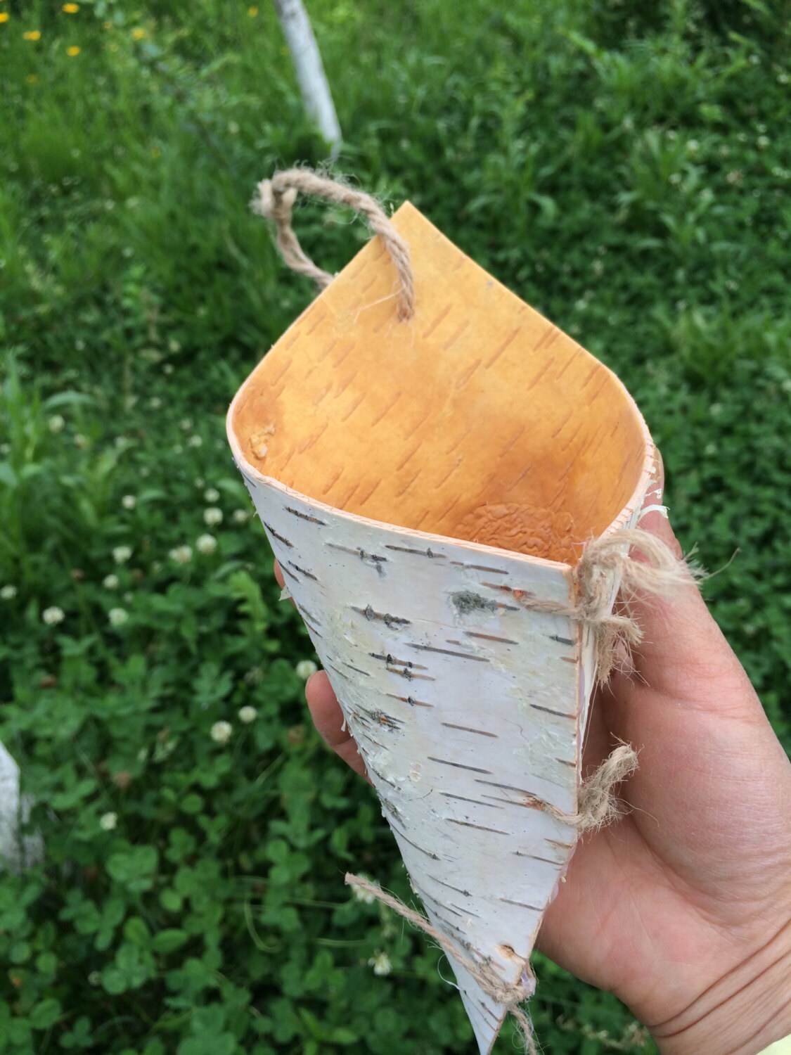 5pcs Hanging Birch Bark Basket Pew Cone wall organizer Rustic Etsy