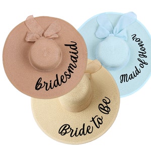 Personalized Floppy Hat, Bridesmaid Gift Idea Beach Bachelorette Maid of Honor Mother of Bride Hen Party Sraw Sun Hat Wedding Gift for Her