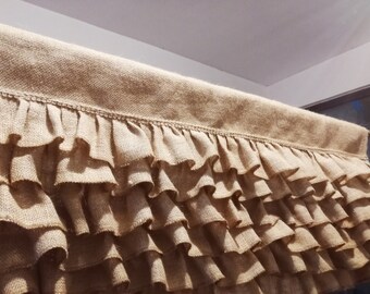 Custom Burlap Ruffled Curtain Rustic burlap  Kitchen Valance Burlap  Decor Kitchen Curtain Shabby