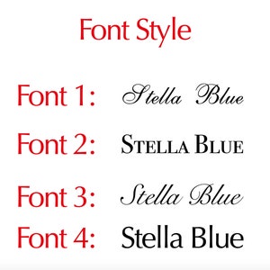 Puede incluir: Se muestran cuatro estilos de fuente diferentes del nombre "Stella Blue". La primera fuente es una escritura cursiva, la segunda est&aacute; en may&uacute;sculas, la tercera es una escritura cursiva m&aacute;s informal y la cuarta es una fuente simple sin serif.