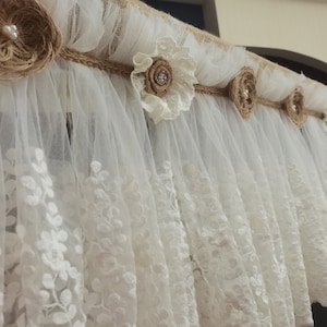 Custom Lace curtain  Lace Kitchen Valance Kitchen Curtain Shabby Lace Window Curtain Valance Cafe Curtain Wedding Decor