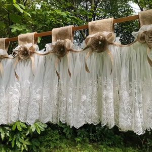 Benutzerdefinierte Burlap Spitze Vorhang Spitze Küche Volant Küchenvorhang Shabby Spitze Fenster Vorhang Volant Cafe Vorhang Hochzeitsdeko