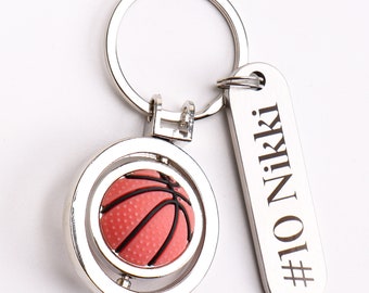 Personalized Sports Keychain Basketball Player Custom Name Initial Coach Team Graduation Keyring Groomsmen Gift Wedding Favor Ball Charm