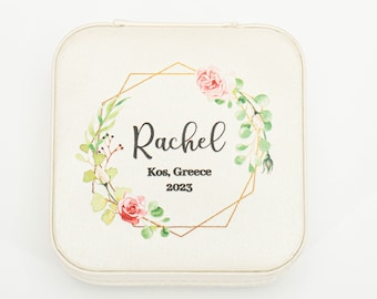 Personalisierte Schmuckschatulle Hochzeit Ringhalter Andenken Blumenkranz Brautjungfer Vorschlag Muttertag Weihnachten Reise kleiner Organizer