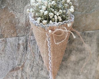 12 manches en toile de jute Mason Jar, décorations de mariage