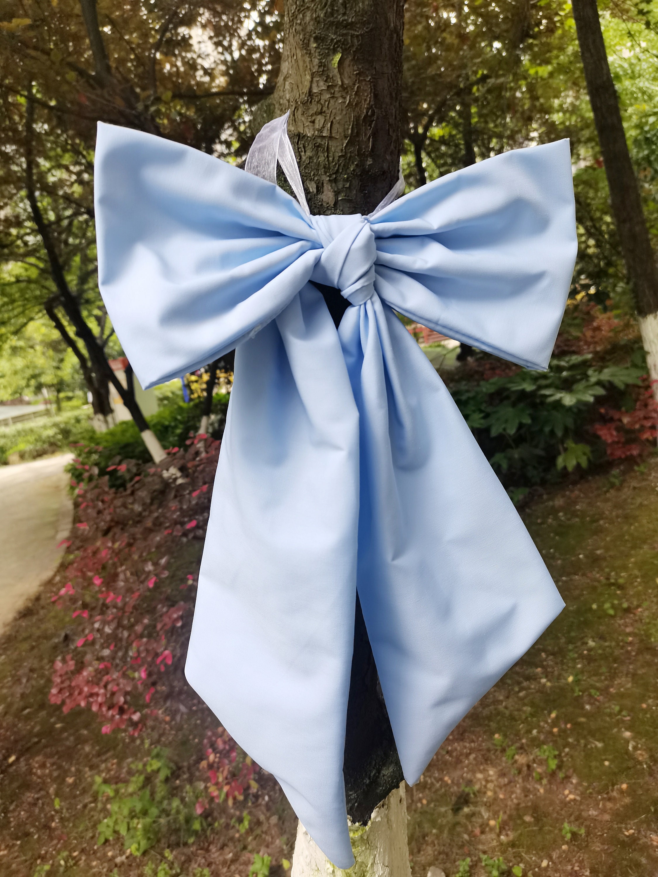 Custom 1pc  Baby Blue Bow,  Bed Bow, Pew Bow, Nursery bow, Wedding bow, Rustic Bow, Curtain Tie Back(about 11inches W and 16inches L)