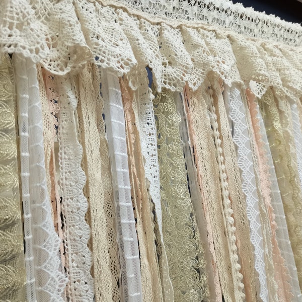 Custom Full Romantic Gold White Lace Blush Ivory Lace Wedding Curtain  Elegant Lace Window Curtain Decor  Curtain Window Decor Door Decor