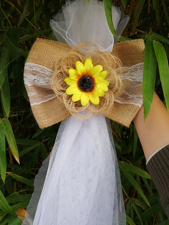 Small 5-6 Hand Made Natural Burlap Bow Country Rustic Wedding