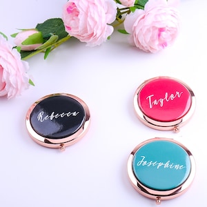 Personalized Compact Mirror, Bridesmaid Proposal Party Favors Your Text Image Watercolor Makeup Bachelorette Gift for Her Mother's Day Gift image 2